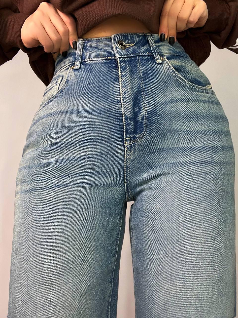 Джинси жіночі Zeo Basic 4741 palazzo jeans висока талія широкі палаццо стрейчеві вінтажні р. 36 Блакитний (3753) - фото 4