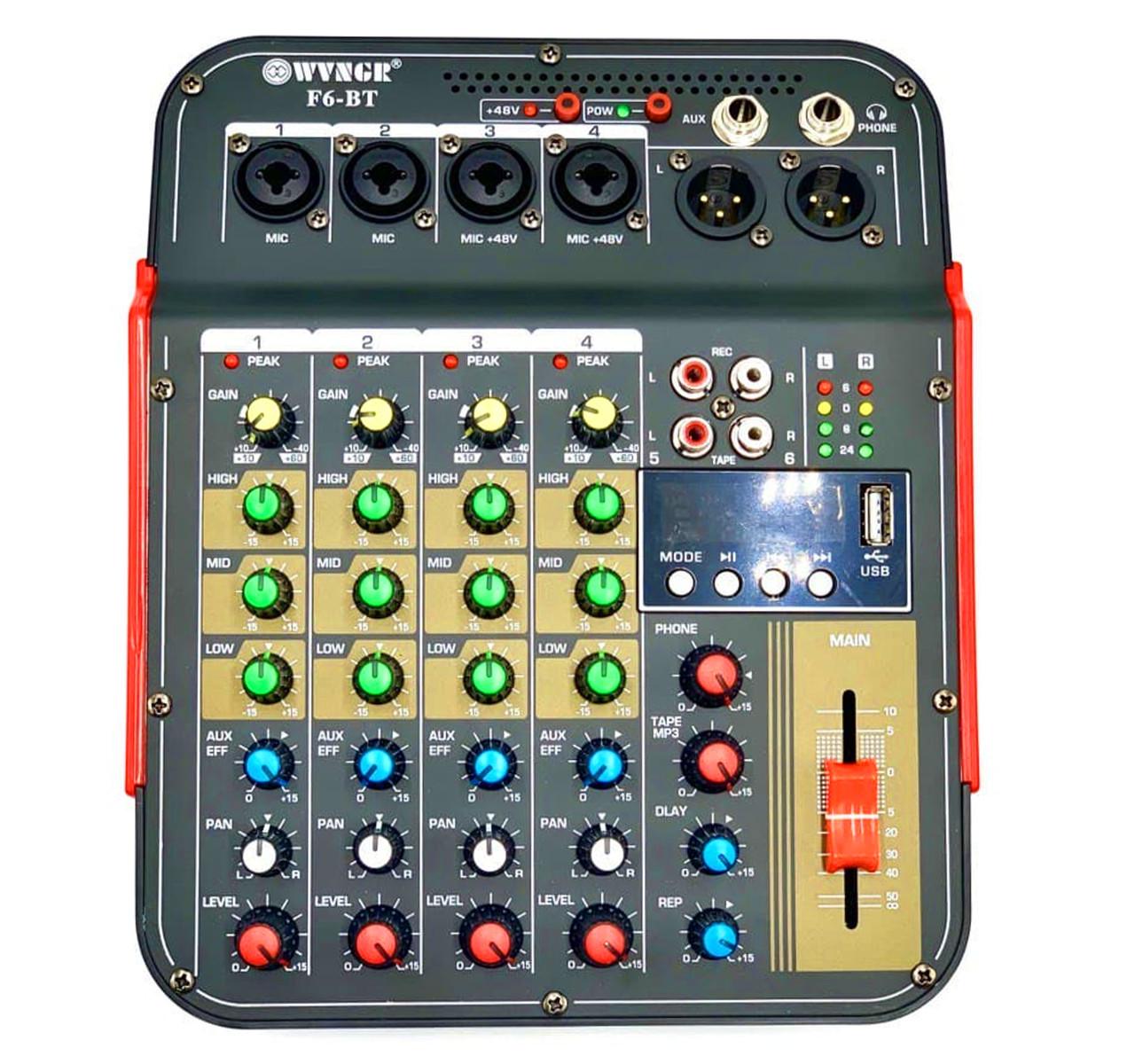 Портативный микшерный пульт WVNGR F6-BT Bluetooth 6 каналов - фото 3 Портативный микшерный пульт WVNGR F6-BT Bluetooth 6 каналов - фото 3