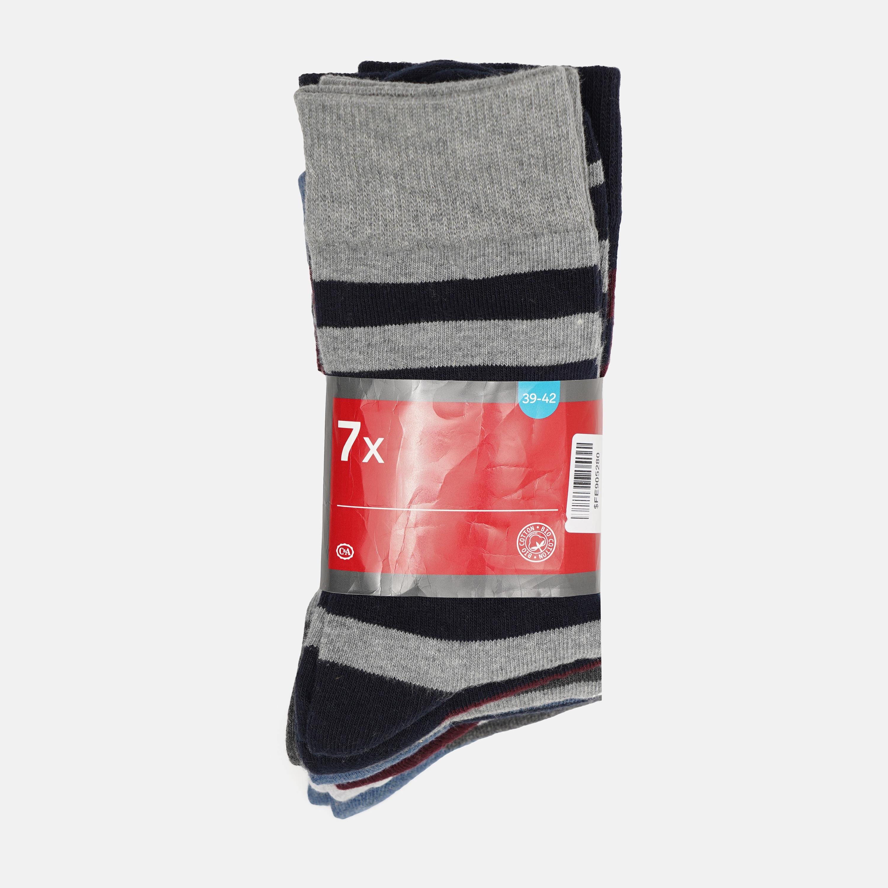 Носки C&A 7 пар Полоска р. 43-46 Сине-бордововый/Серый (95176798405005)