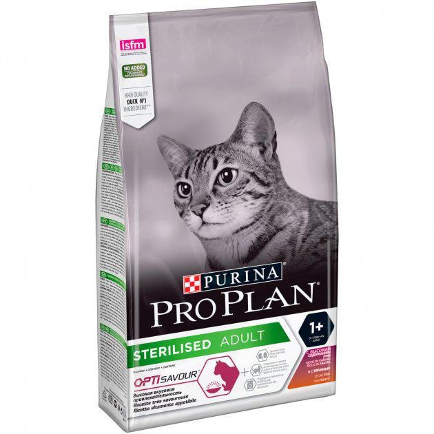 Корм сухий для стерилізованих кішок та кастрованих котів Purina Pro Plan Sterilised 1+ з качкою та печінкою 1,5 кг (7613036732369)