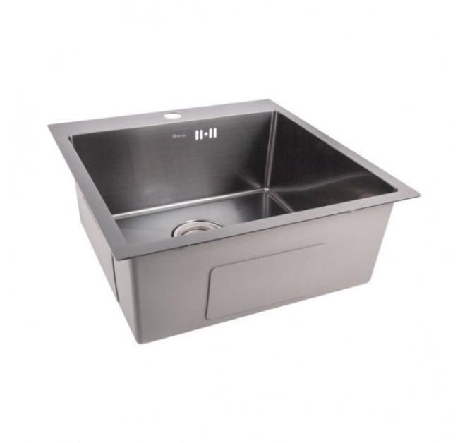 Мойка кухонная Kraft 5448 BL из нержавеющей стали с сифоном и корзиной