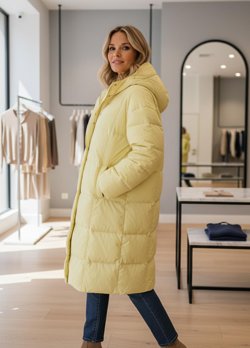 Пуховик женский Number Nine DW-202 с капюшоном р. 44 Желтый (DW-202-44) - фото 7