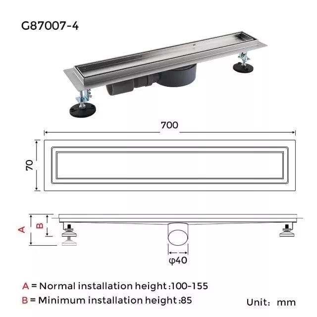 Трап під плитку Gappo G87007-4 лінійний 70х700 мм (1037695) - фото 3