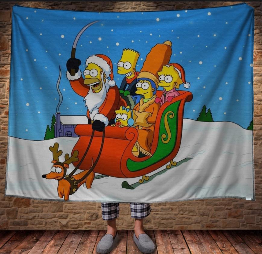Плед с 3D принтом Новогодние Симпсоны 150x200 см (epi_0280)