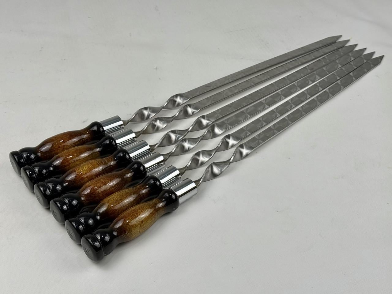 Набор шампуров для люля-кебаба GrillMaster Премиум из нержавеющей стали 3 мм деревянная ручка 6 шт. (10-164-SH-3132)