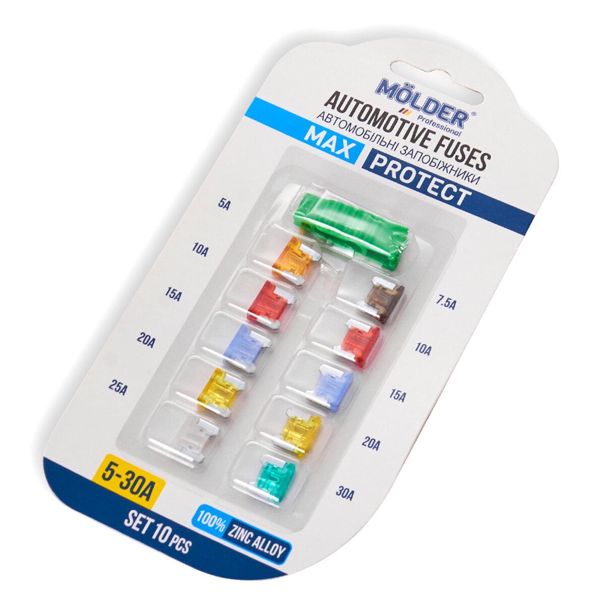Набор предохранителей Molder Mini Low Profile 10шт. 5 А/7,5 А/10 А/15 А/20 А/25 А/30 А