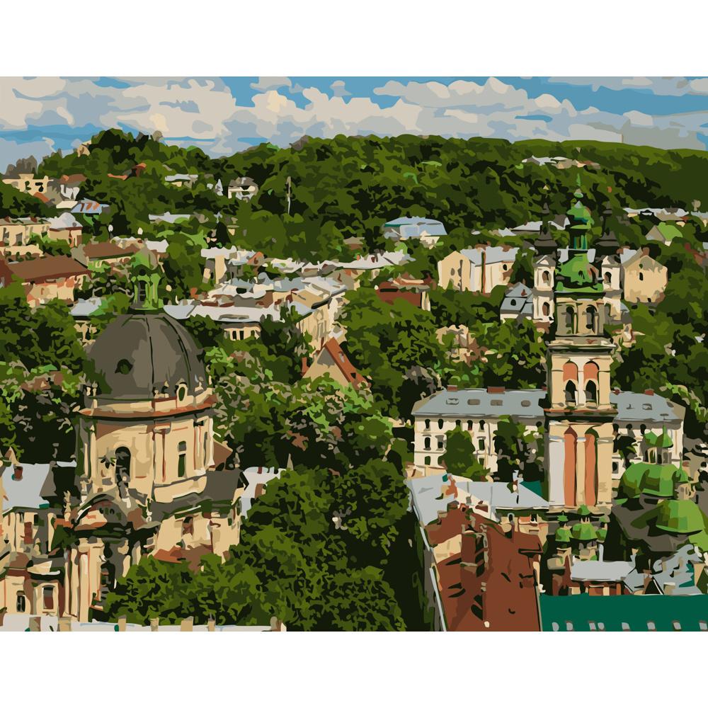 Картина по номерам Strateg Премиум Туристический Львов 40x50 см (GS244)