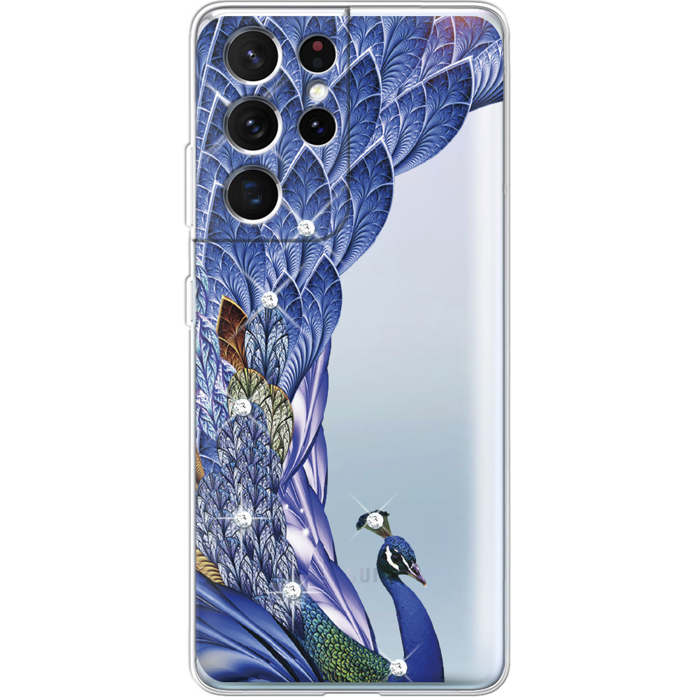 Чохол BoxFace Samsung G998 Galaxy S21 Ultra Павич зі стразами Прозорий силікон (41719-rs7-41719)