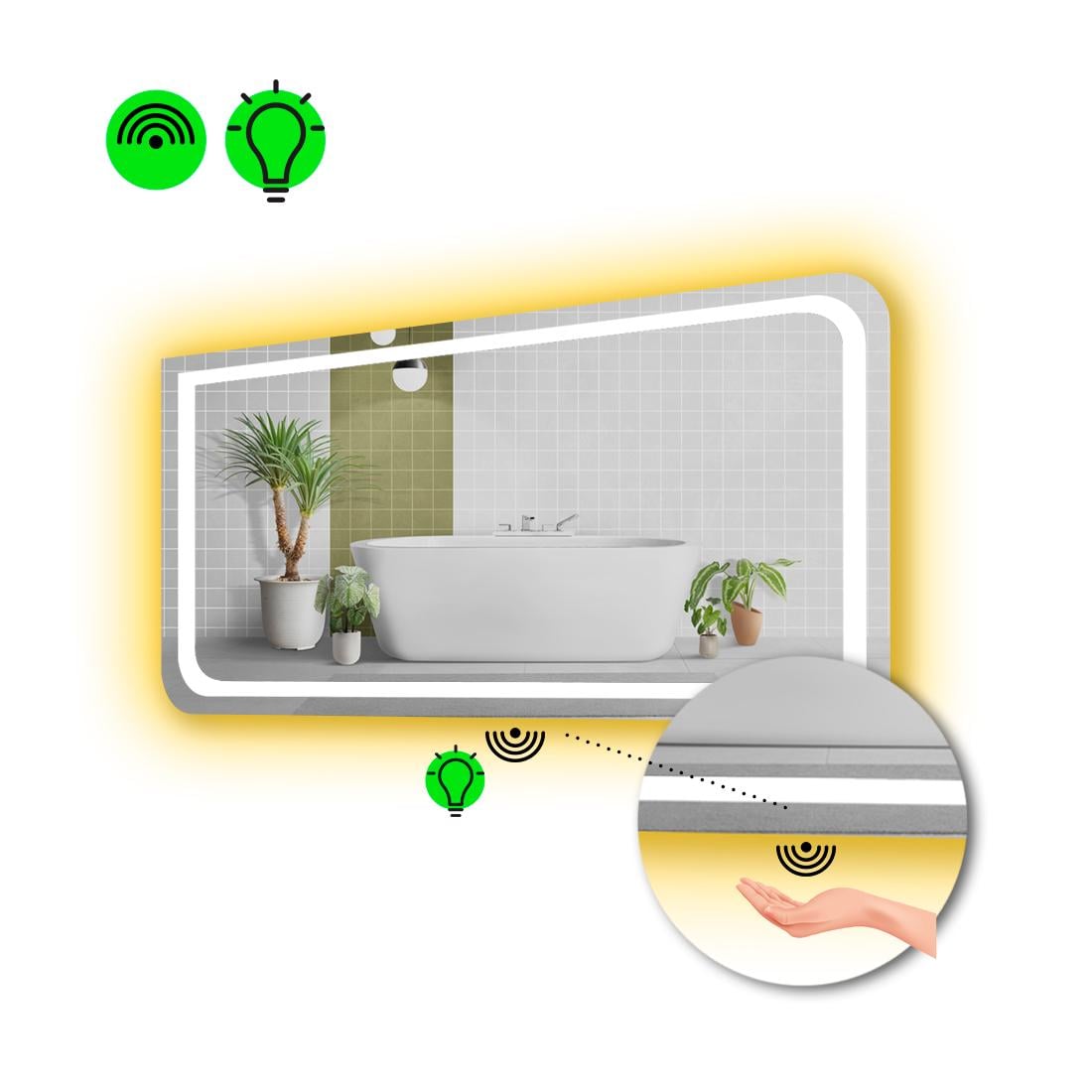 Зеркало с LED подсветкой Noemi с ИК включателем 80x70 см (8776502)