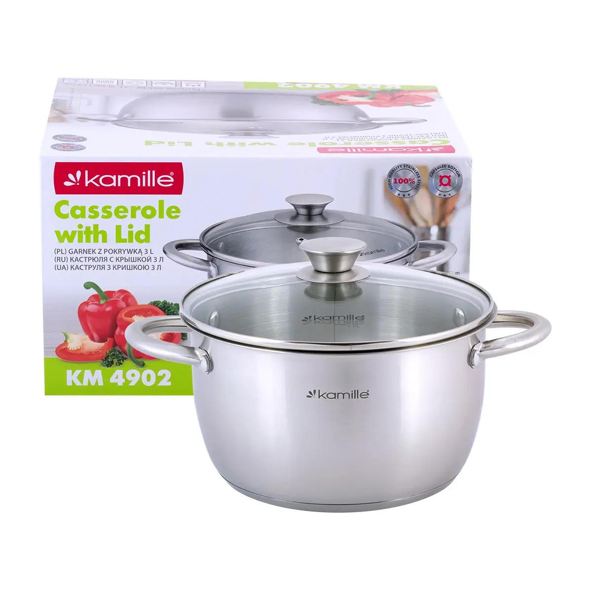 Кастрюля с крышкой Kamille из нержавеющей стали 3 л (KM-4902)