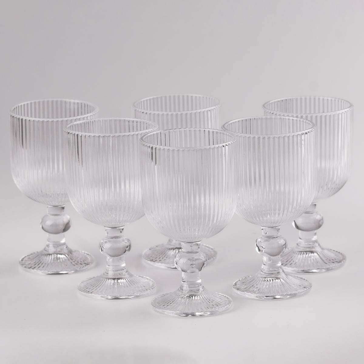 Набор бокалов фигурные ребристые из толстого стекла 6 шт. Прозрачный (HP7114) - фото 1 Набор бокалов фигурные ребристые из толстого стекла 6 шт. Прозрачный (HP7114) - фото 1