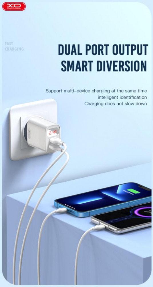 Устройство зарядное Xo L95 2 USB 2,4A кабель Type-C White (36836) - фото 2 Устройство зарядное Xo L95 2 USB 2,4A кабель Type-C White (36836) - фото 2