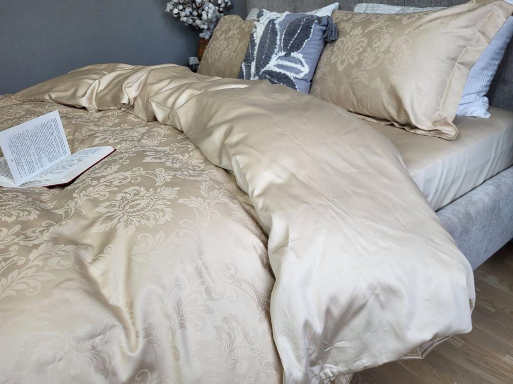 Комплект постільної білизни Мир сатин жакард Premium полуторний/наволочки 50х70/70х70 см Tiara Beige (9079) - фото 1 Комплект постільної білизни Мир сатин жакард Premium полуторний/наволочки 50х70/70х70 см Tiara Beige (9079) - фото 1