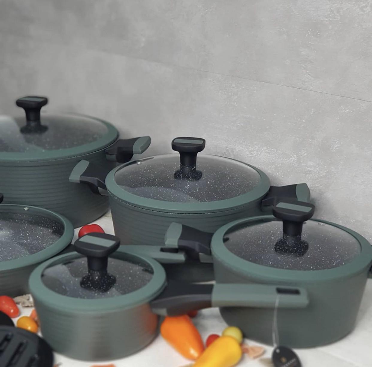 Набор котелков Edenberg с мраморным покрытием 10 пр. (EB-5633) - фото 4 Набор котелков Edenberg с мраморным покрытием 10 пр. (EB-5633) - фото 4