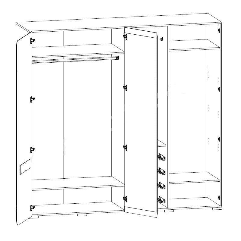 Шафа розпашна Gerbor Holding Ацтека SZF2D2L/21/22 з ДСП 2200х600х2100 мм Німфея альба/Білий глянець/Венге магія - фото 2 Шафа розпашна Gerbor Holding Ацтека SZF2D2L/21/22 з ДСП 2200х600х2100 мм Німфея альба/Білий глянець/Венге магія - фото 2