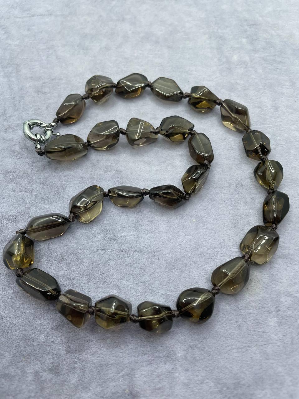 Бусы дымчатый кварц 45 см Коричневый (9002)