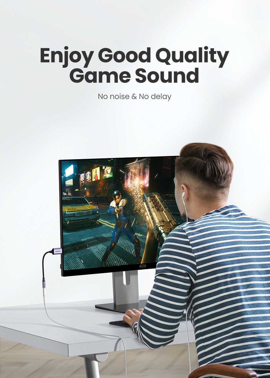 Зовнішня звукова карта UGREEN USB 2.0 3,5 мм TRRS 24 біт 96 кГц 1 м Чорний (45522) - фото 21