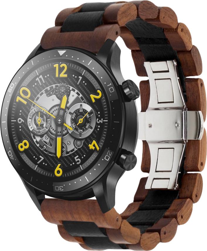 Ремешок деревянный WoodLock для Realme Watch S Pro Black/Brown (28685-26) Ремешок деревянный WoodLock для Realme Watch S Pro Black/Brown (28685-26)