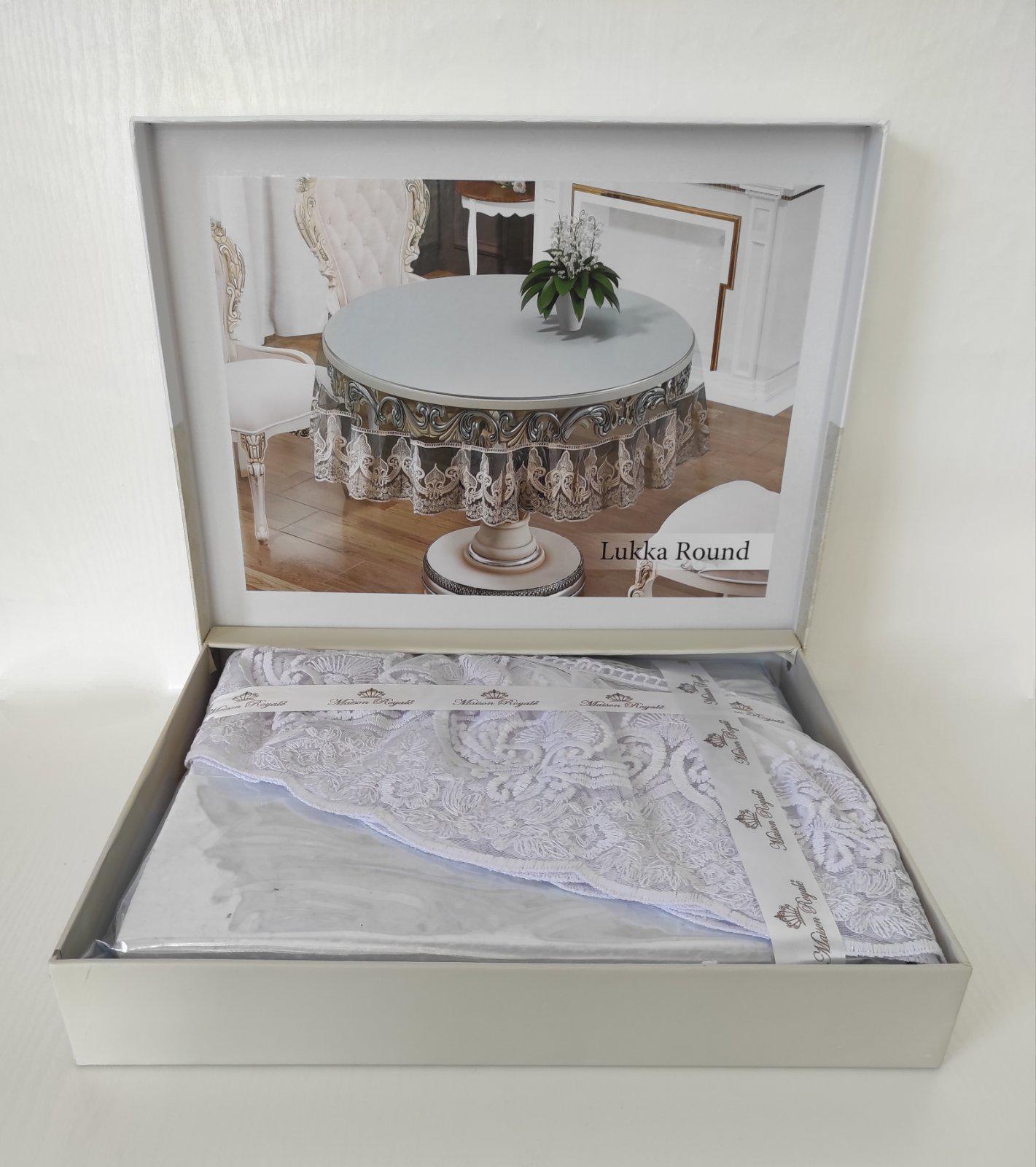 Силиконовая скатерть с кружевом Maison Royale 160 круг Lukka White (CN10068)