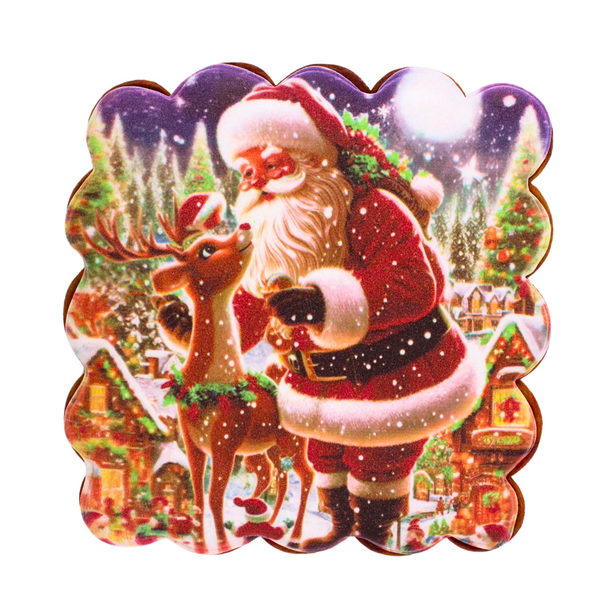 Пряник с принтом Крафт Печиво Новый год Открытка Санта-Клаус №2 165 г