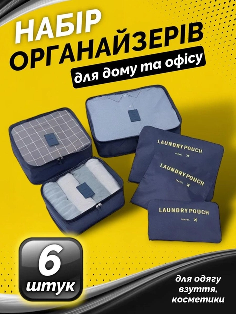 Набір дорожніх органайзерів для подорожей та дому Синій - фото 2