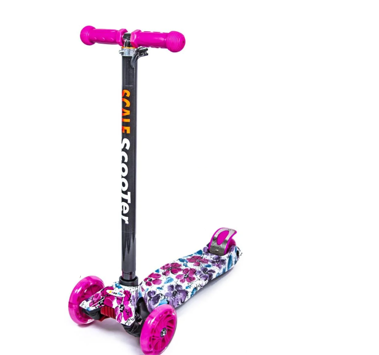 Самокат трехколесный детский колеса светятся во время катания