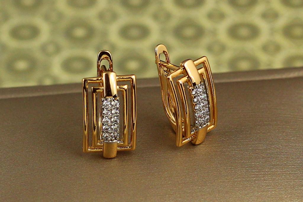Серьги Xuping Jewelry эхо с родием 1,6 см Золотистый (2571109350)