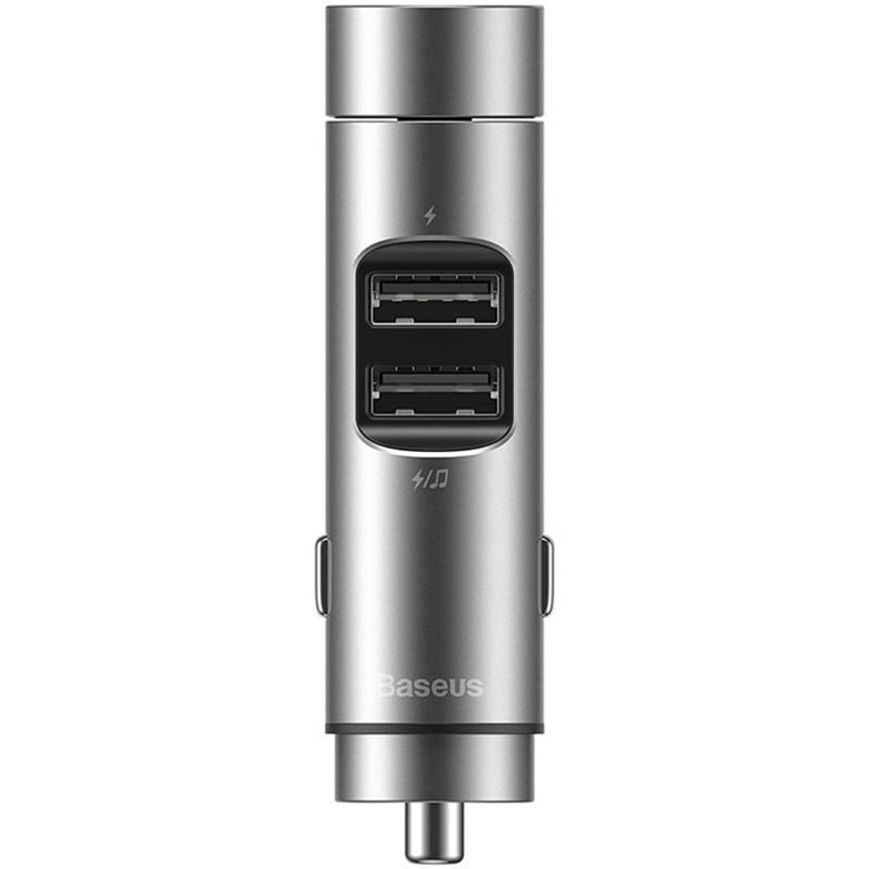 Модулятор FM-трансмітер Baseus Energy Column MP3 Charger 2USB 3.1A CCNLZ-0G Grey - фото 3