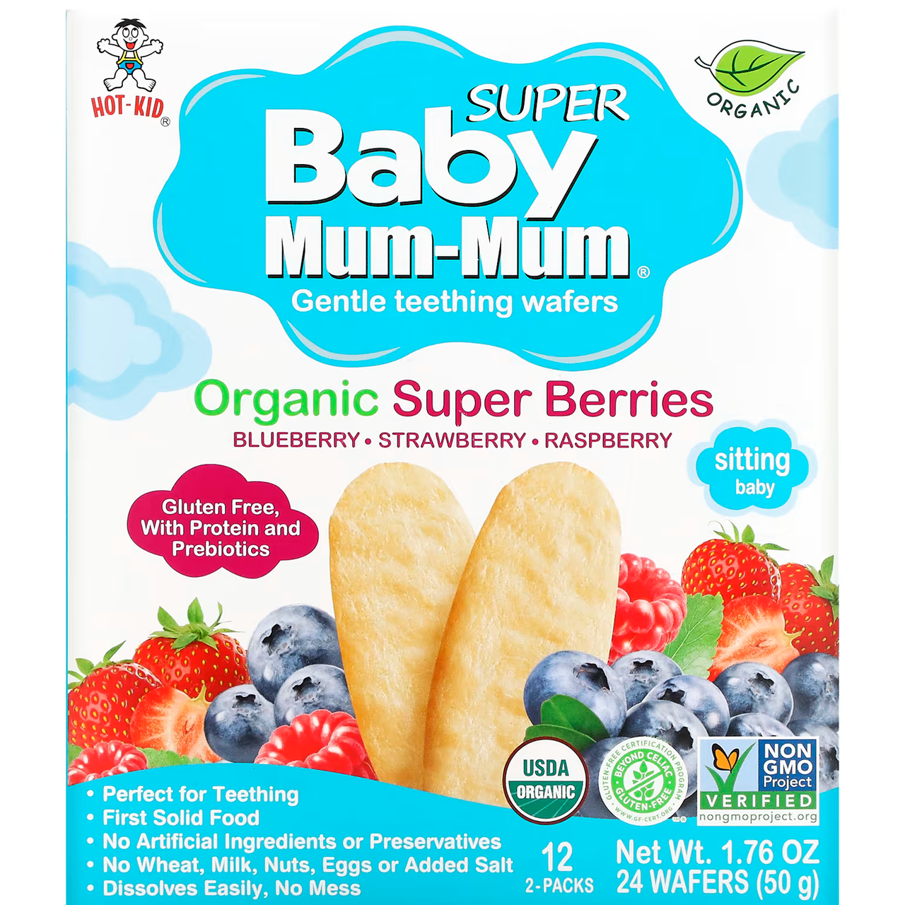 Вафли для мягкого прорезывания зубов Baby Mum-Mum Суперягоды 24 шт.