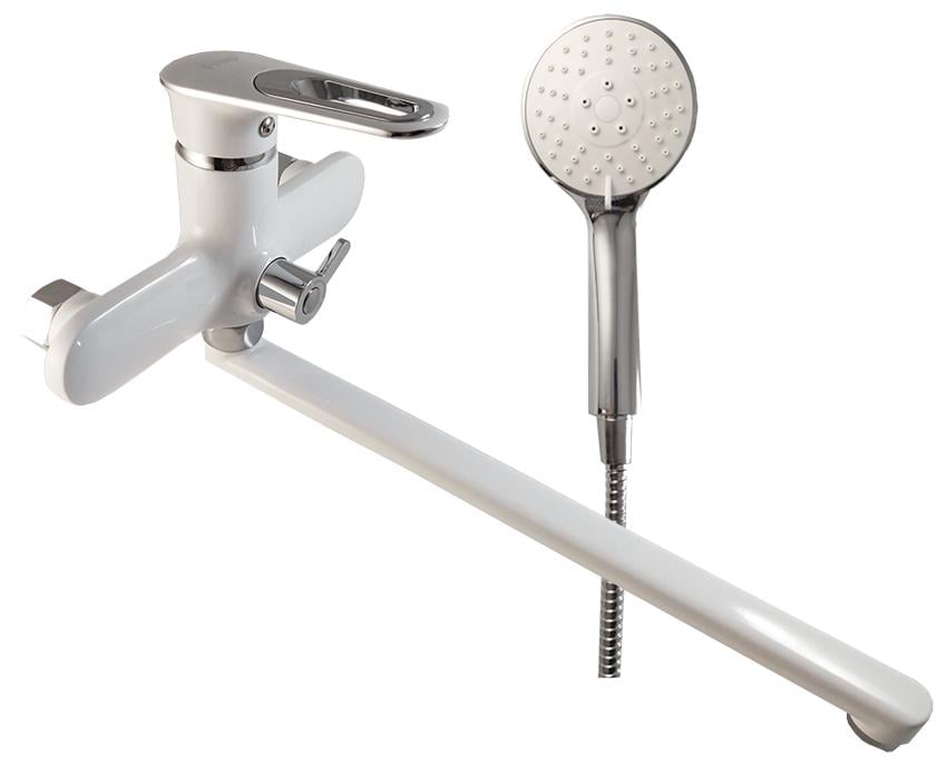 Змішувач для ванни Frap F2249 довгий гусак Білий/Хром (34498) Змішувач для ванни Frap F2249 довгий гусак Білий/Хром (34498)