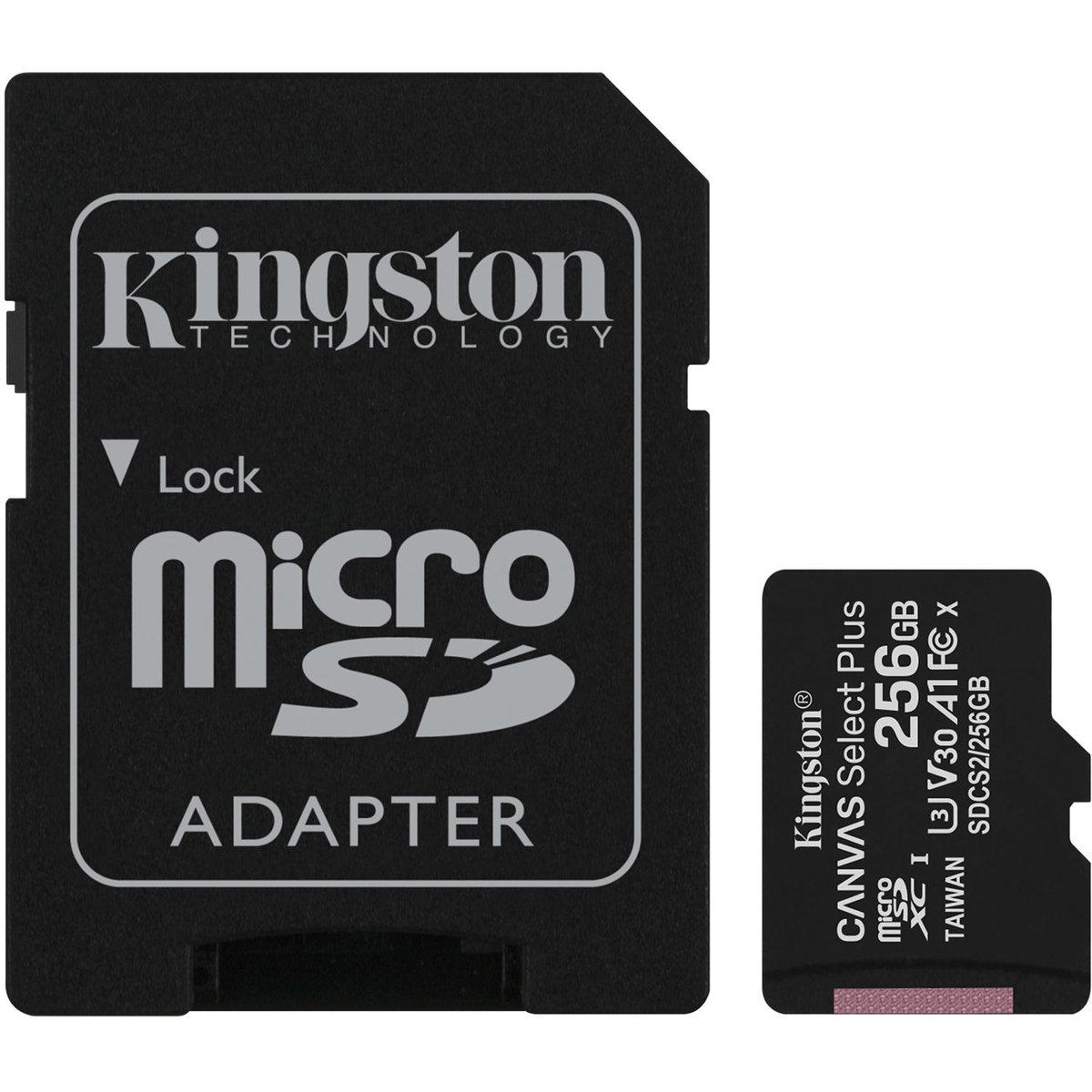 Карта памяти Kingston microSDXC Canvas Select Plus 256 Gb Class 10 UHS-I A1 85 Mb s R-100 Mb s +SD-адаптерSDCS2 256 Gb (561786) - фото 1