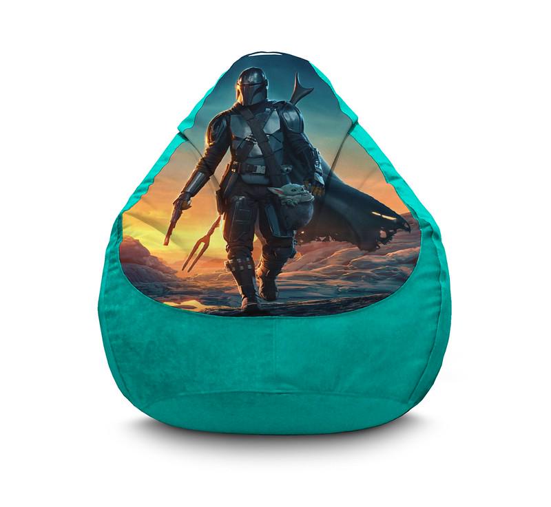 Кресло мешок iPuff The Mandalorian Флок XXXL 100х135 см Бирюзовый
