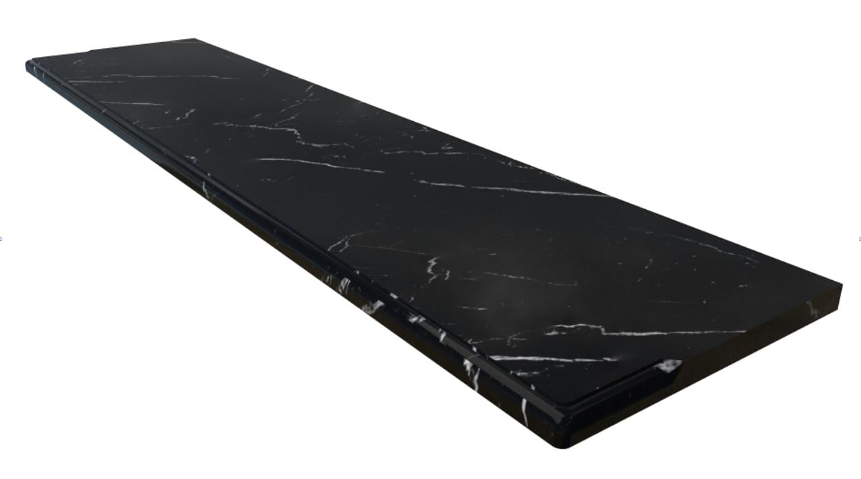 Підвіконня мармурове натуральне Nero marquina 1300х300х20 мм Чорний