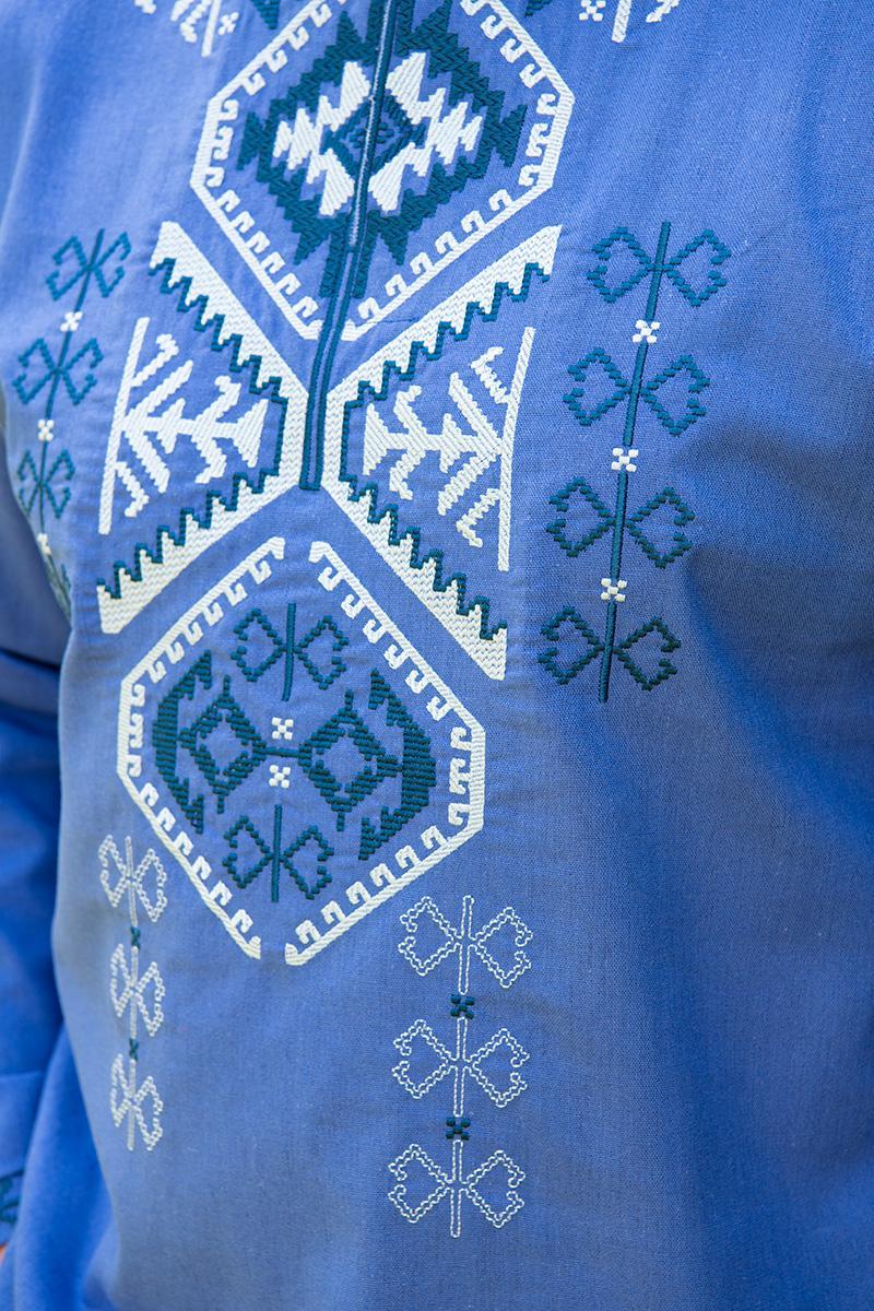 Вышиванка мужская из льна с длинным рукавом 3XL Джинс (1804958503) - фото 4 Вышиванка мужская из льна с длинным рукавом 3XL Джинс (1804958503) - фото 4