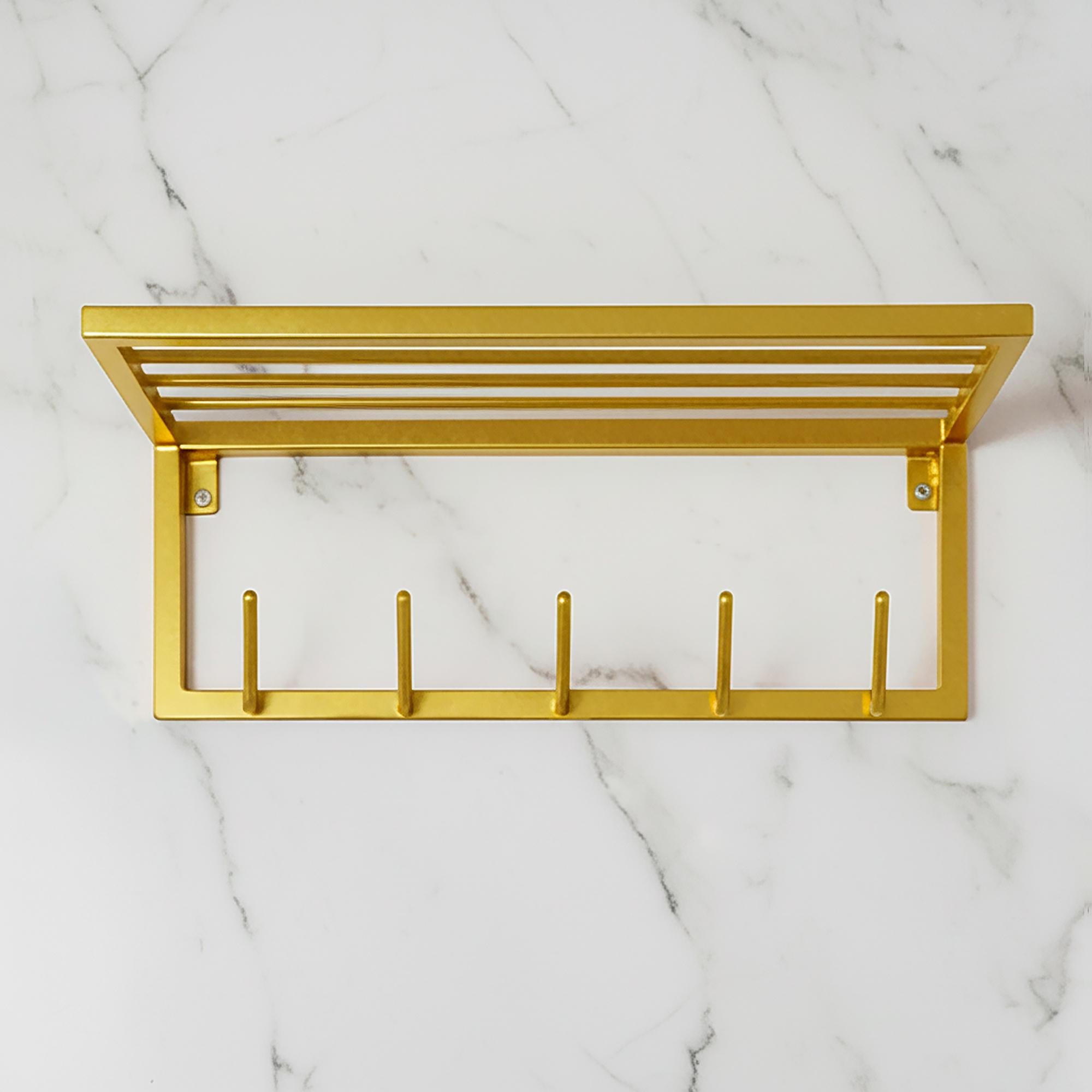 Вешалка для одежды настенная из металла 600x200 мм H 200 мм Золото (1557)