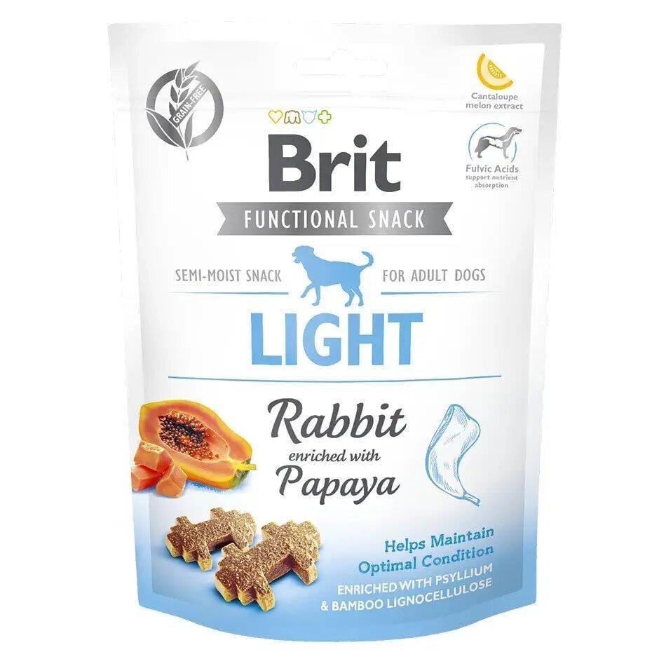 Ласощі для собак з кроликом та папаєю для контролю ваги Brit Functional Snack Light 150 г (1896118875)