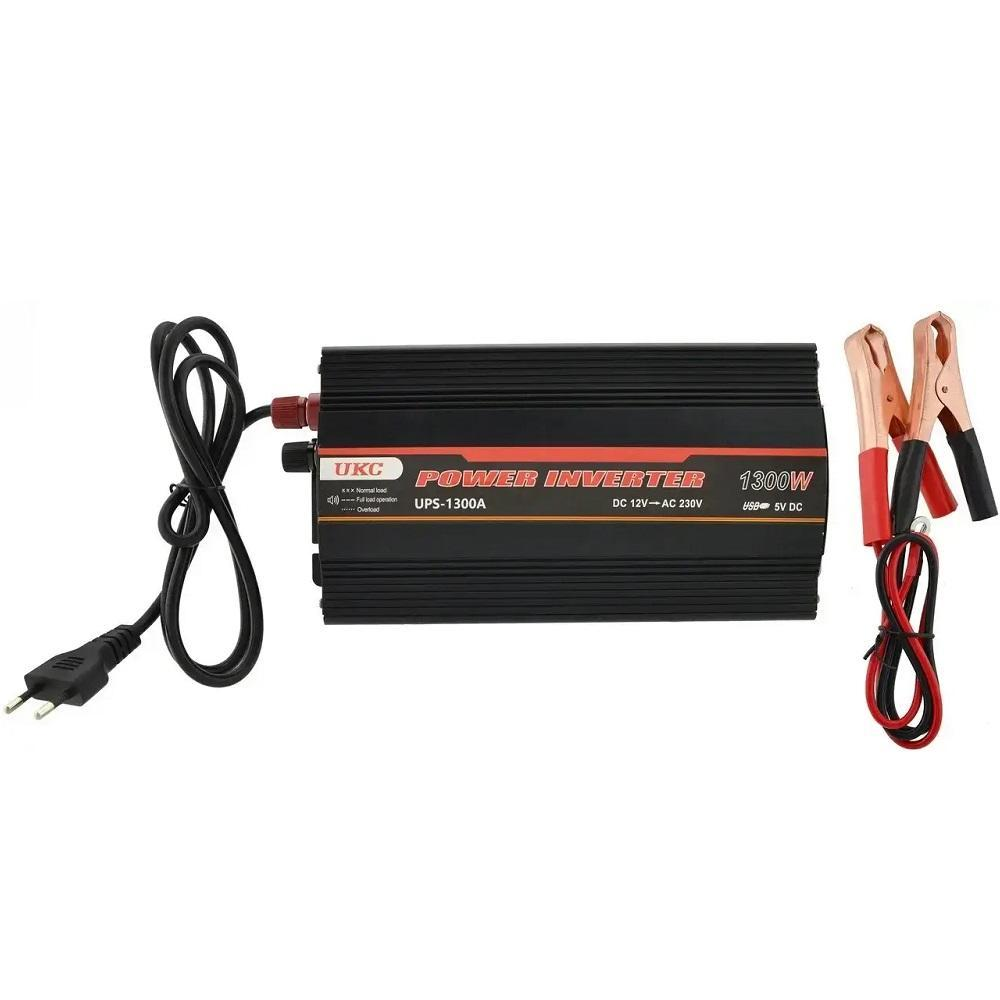 Преобразователь напряжения автомобильный UKC AC/DC UPS CRE UPS/Charge 12V/220V 1300 Вт Черный (ART 8331)