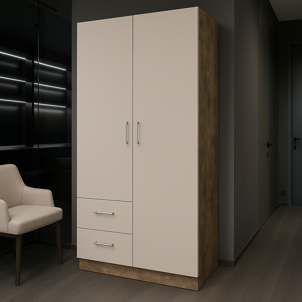 Шкаф распашной ШР3 SENAM 2500х1000х600 мм корпус ДСП Дуб Винтаж Оксид фасад ДСП Кашемир (ШР3.25.60.10.4)