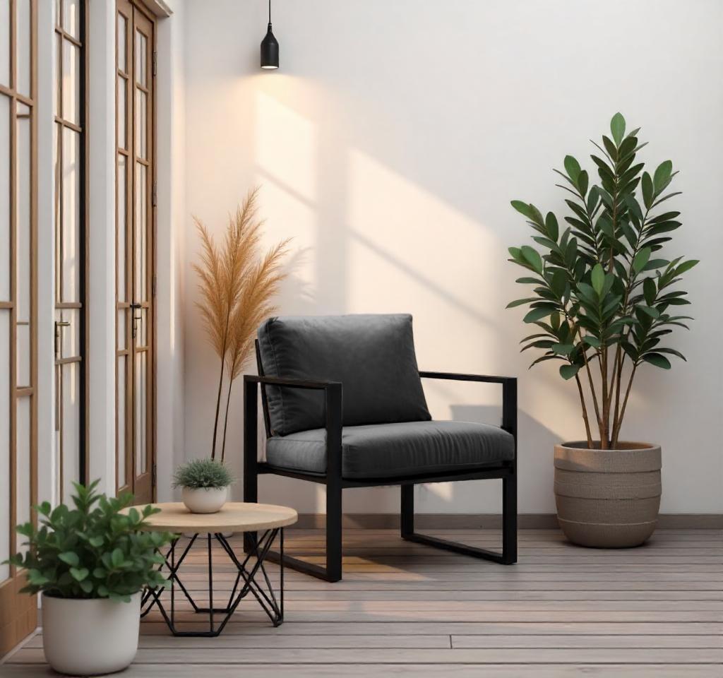 Кресло металлическое Tobi Sho Лофт Стейт/DV1 с подлокотниками и мягкими подушками 750х700х700 мм велюр Темно-серый/32