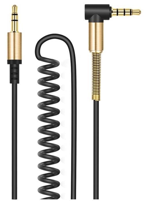 Кабель аудіо WireLab Aux бічна пружина 3,5 мм-3,5 мм 2 pin 1 м Black (24724)