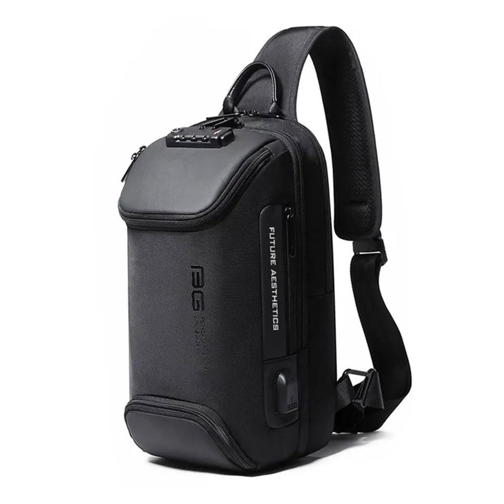Рюкзак однолямочный через плечо Bange BG-7082 9л Сумка-слинг с USB-разъемом и замком Black (19378)