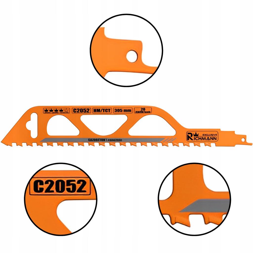 Пилочка-полотно Richmann C2052 до шаблевої пили по газобетону 305 мм 20 зубів (C2052) - фото 2