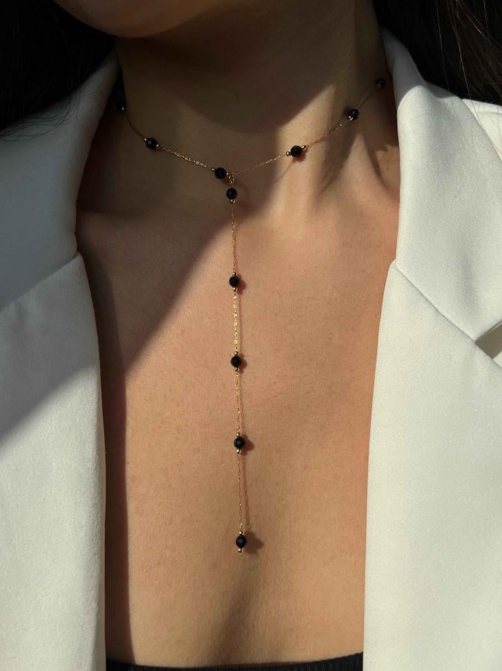 Цепочка-галстук с натуральным агатом (5646)