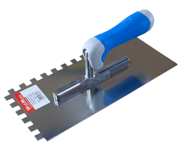 Терка плиточная Woffmann с зубьями 10х10 мм из нержавейки с резиновой ручкой 130х270 мм Терка плиточная Woffmann с зубьями 10х10 мм из нержавейки с резиновой ручкой 130х270 мм