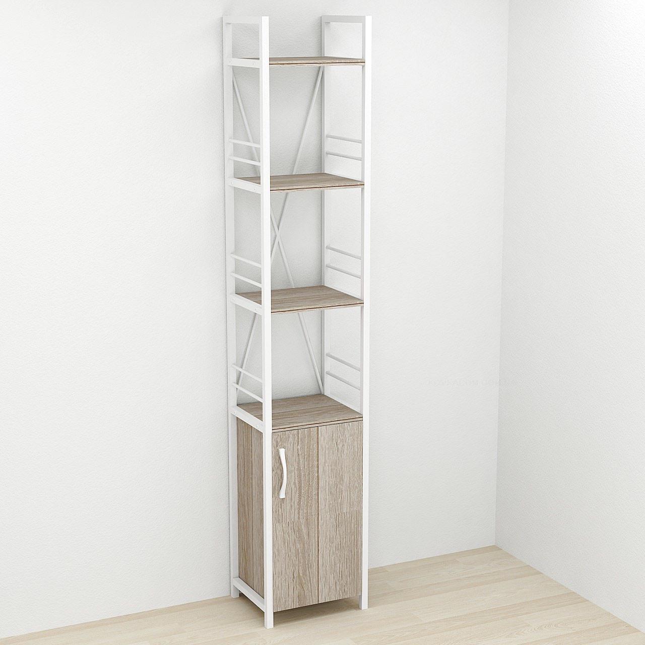 Этажерка Ferrum-decor Конект 4/34 ДСП с тумбой 179x34x28 см Белый/Сонома Трюфель (FRD-104474)