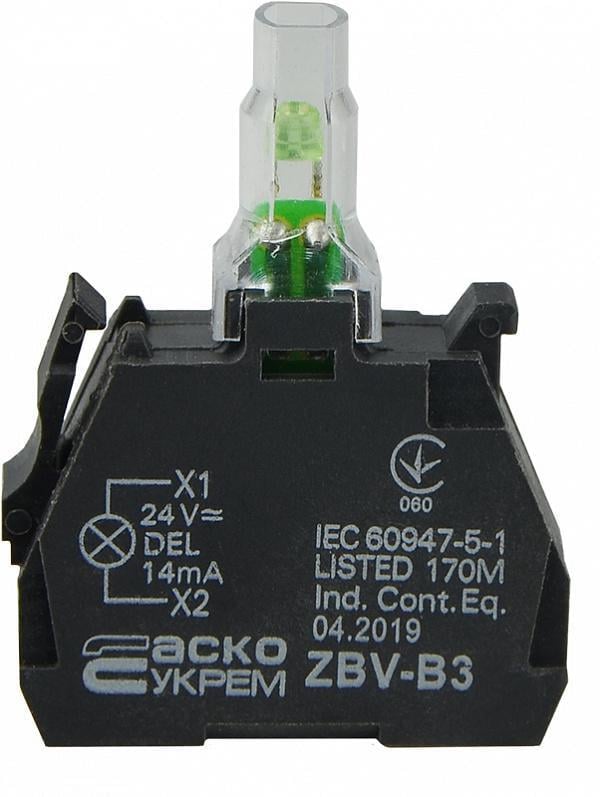 Модуль светодиодный АСКО ZBV-B3 24V AC/DC LED зеленый для кнопок ТВ5 (A0140010210)