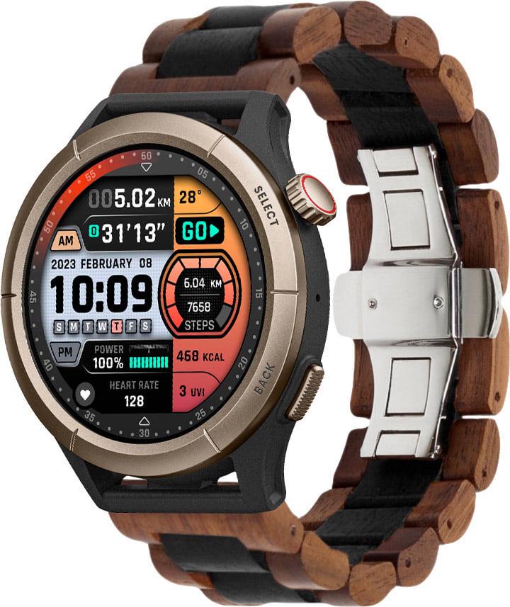 Ремінець дерев'яний WoodLock для Amazfit Cheetah Round/Cheetah Pro Black Brown (38443-26) Ремінець дерев'яний WoodLock для Amazfit Cheetah Round/Cheetah Pro Black Brown (38443-26)
