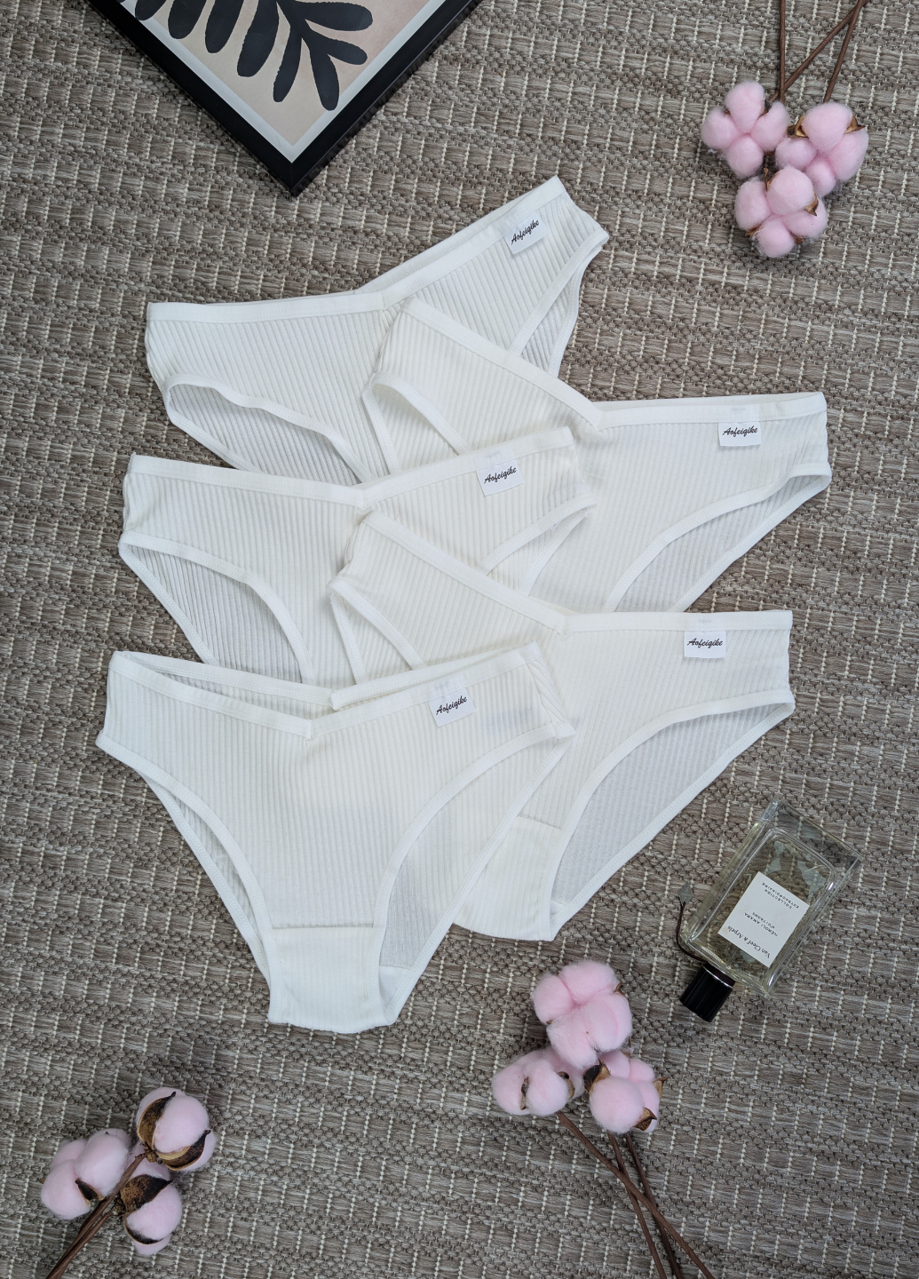 Набор женских трусиков в рубчик однотонные на каждый день слипы 5 шт. S Белый (NB55001/S)