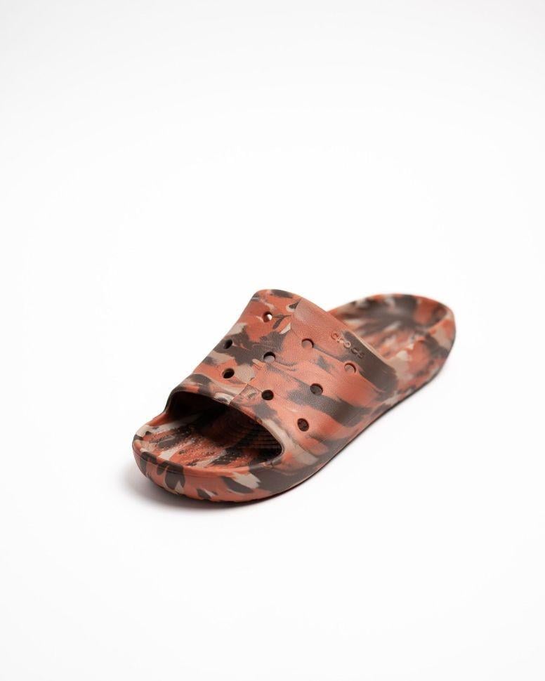 Шльопанці чоловічі Crocs Classic Marbled Slide 2 Coffee/Multi р. 45-46 Коричневий (27845)