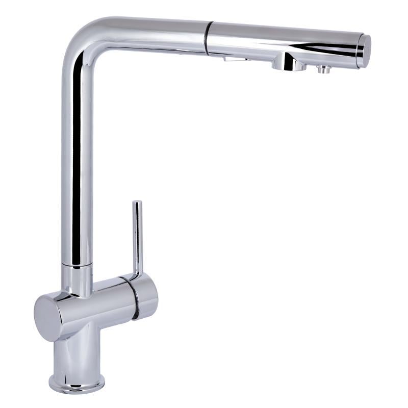 Смеситель для кухни Qtap Rozcesti с выдвижным изливом с подключением для питьевой воды Chrome (QTROZ367CRM45941)